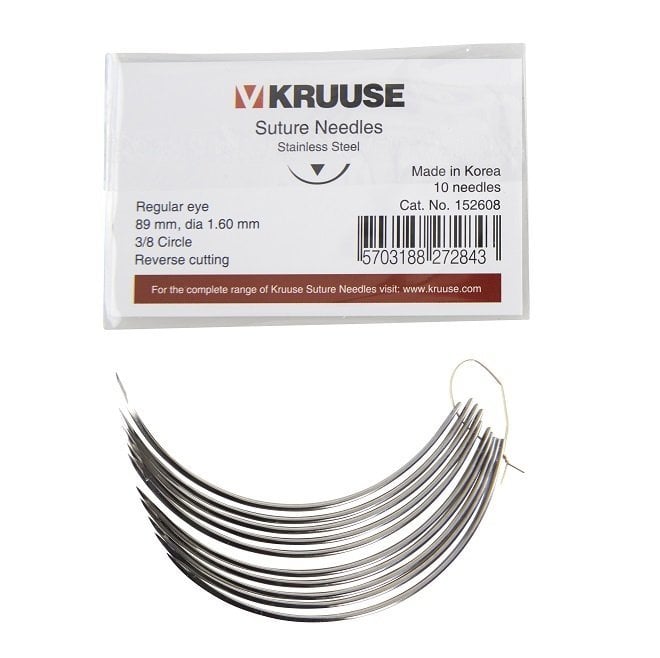 Kruuse Sütür İğnesi Regular 3/8 Keskin 89 mm (10 adet) 1,6 mm