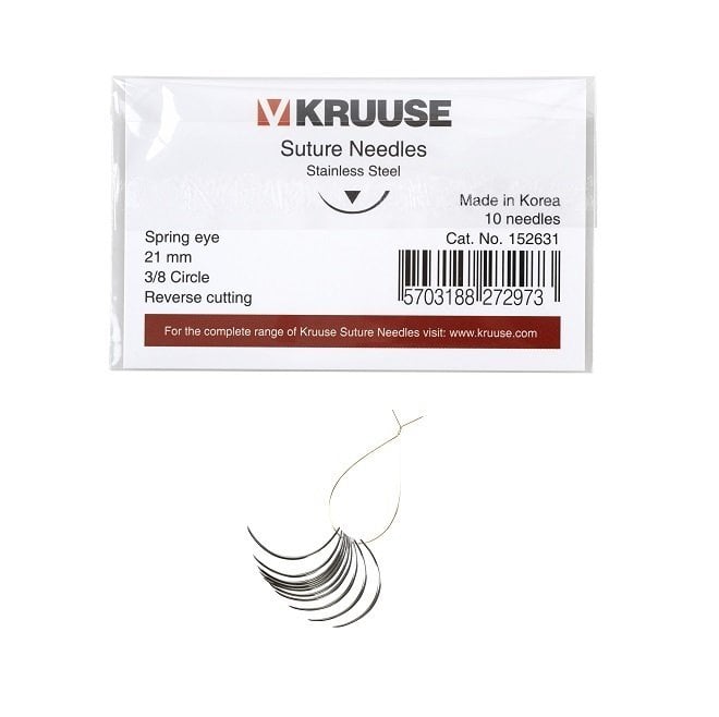 Kruuse Sütür İğnesi Spring 3/8 Keskin 21 mm (10 adet)