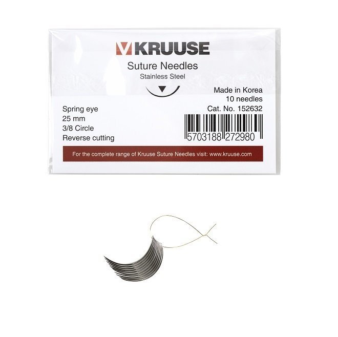 Kruuse Sütür İğnesi Spring 3/8 Keskin 25 mm (10 adet)