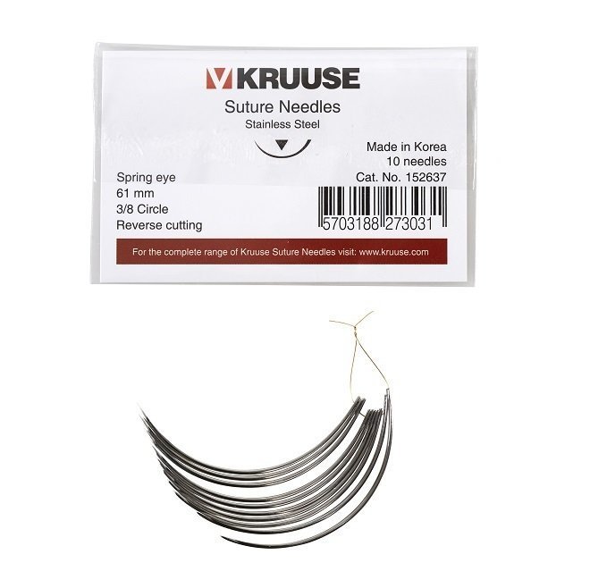 Kruuse Sütür İğnesi Spring 3/8 Keskin 61 mm (10 adet)