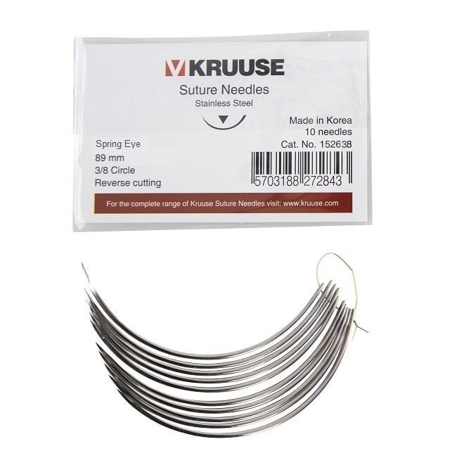 Kruuse Sütür İğnesi Spring 3/8 Keskin 89 mm (10 adet)