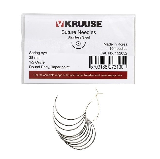 Kruuse Sütür İğnesi Spring 1/2 Yuvarlak 38 mm (10 adet)