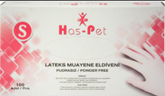 Has-Pet Lateks Muayene Eldiveni Pudrasız Small 100'Lü Paket