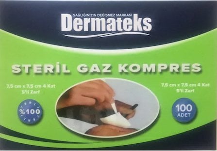 Dermateks 100 lü Spanç Gazlı Bez 7,5*7,5 4katlı