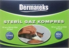 Dermateks 100 lü Spanç Gazlı Bez 7,5*7,5 4katlı