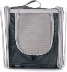 Çift Camlı Kare Kedi Köpek Taşıma Çantası Gri