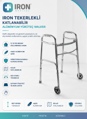 IRON Tekerlekli Katlanabilir Alüminyum Yürüteç Walker