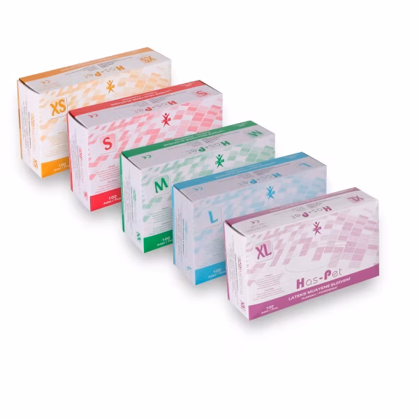 Has-Pet Pudralı Lateks Muayene Eldiven 100 lü