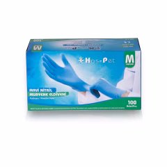 Has-Pet Nitril Pudrasız Muayene Eldiven Mavi 100 lü