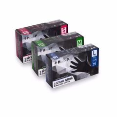 Has-Pet Nitril Pudrasız Muayene Eldiven Siyah 100 lü