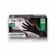 Has-Pet Nitril Pudrasız Muayene Eldiven Siyah 100 lü
