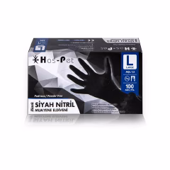 Has-Pet Nitril Pudrasız Muayene Eldiven Siyah 100 lü