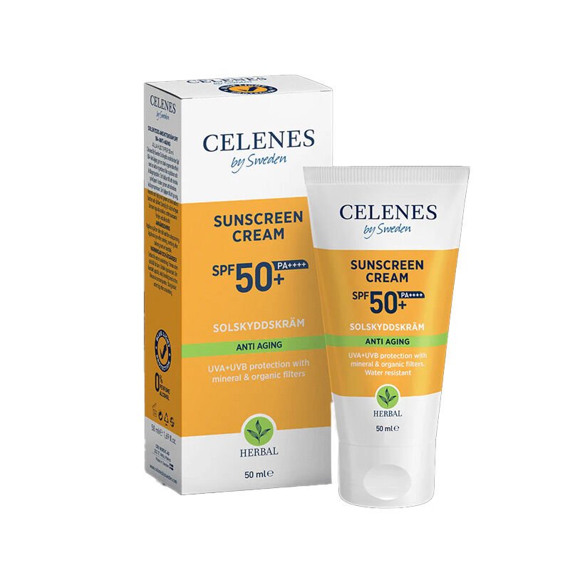 Celenes By Sweden Herbal Yaşlanma Karşıtı SPF50+ Güneş Kremi 50 ml
