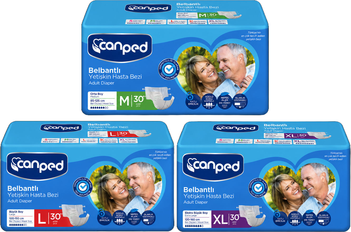 Canped Tekstil Yüzeyli Bel Bantlı Yetişkin Hasta Bezi 30 Lu