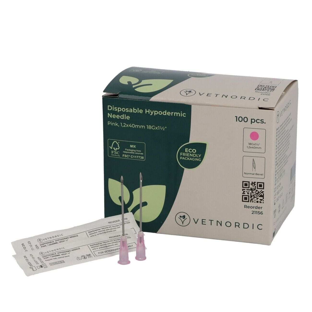 Vetnordic Enjektör İğnesi (18G x 1½) 1,2x40 mm (100 Adet) Pembe