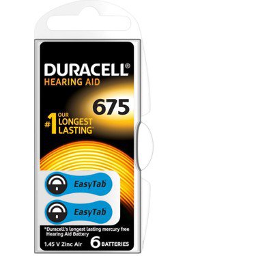 Duracell 675 Numara İşitme Cihazı Pili 6'lı