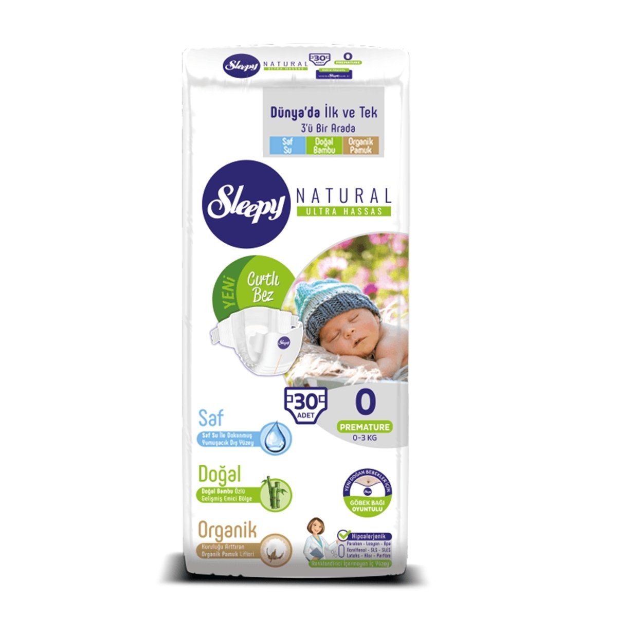 Sleepy Natural Bebek Bezi 0 Numara Prematüre 30 Adet 0-3KG