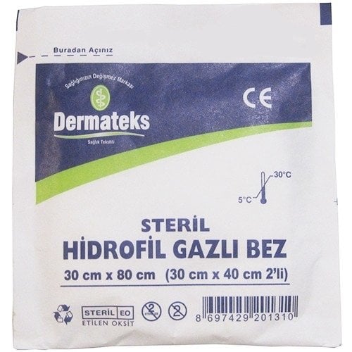 Dermateks Steril Hidrofil Gazlı Bez Spanç 30 × 80 cm 1 Adet