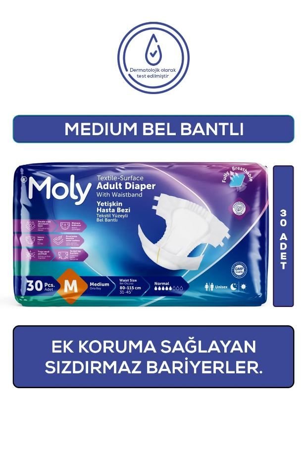 Moly Bel Bantlı Hasta Bezi Medium 30'lu