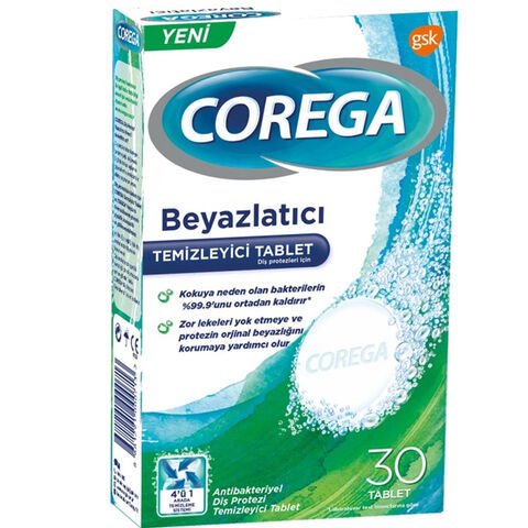 Corega Diş Protezi Beyazlatıcı Temizleyici 30 Tablet