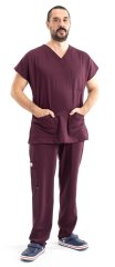 Dr Greys Model Likralı Pamuklu Erkek Bordo Takım