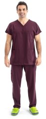 Dr Greys Model Likralı Pamuklu Erkek Bordo Takım