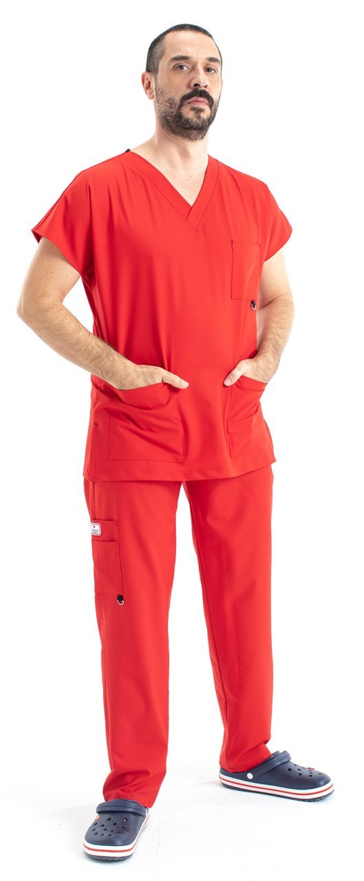 Dr Greys Model Likralı Erkek Kırmızı Takım